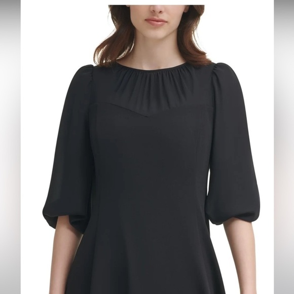 Nwt DKNY Womens Puff Sleeve Knee Cocktail and Party Dress Size 14 - Picture 3 of 10